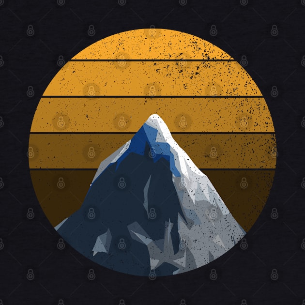 Mountaineering hiking rock climbing mountains dark sky sunset retro by auviba-design